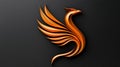A golden phoenix logo on a black background. Royalty Free Stock Photo
