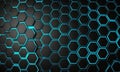 close-up view black and blue hexagonal pattern, with the darker hexagons forming darker background and the Royalty Free Stock Photo