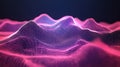 Abstract Flowing Particle Grid Landscape Background Glowing Pink and Purple Big Data Visualization Network Technology Concept Royalty Free Stock Photo