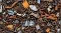 Dense heap of oxidized mechanical components Royalty Free Stock Photo