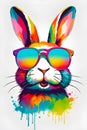 trendy bunny with colorful sunglasses generated by ai