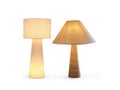 Modern and Rustic Conical Table Lamps Isolated on the White Background Royalty Free Stock Photo