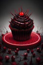 black dripping ink eyeball cupcake generated by ai