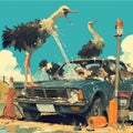 Humorous Vulture Splash Drive-In Scene