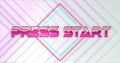 Image of press start text on rhombuses with abstract pattern over white background Royalty Free Stock Photo