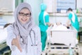 Muslim doctor offering handshake in the hospital Royalty Free Stock Photo