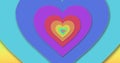 Image of pride text over colourful and multiple heart shapes