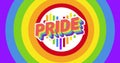 Image of pride text over rainbow circles background Royalty Free Stock Photo