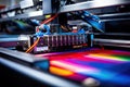 an image of a printer with a rainbow colored screen