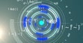 Image of processing circles and math formulas on grey background Royalty Free Stock Photo