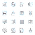 Image processing linear icons set. Pixels, Filters, Segmentation, Compression, Enhancement, Colorization, Features line Royalty Free Stock Photo