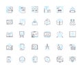 Image processing linear icons set. Pixels, Filters, Segmentation, Compression, Enhancement, Colorization, Features line Royalty Free Stock Photo