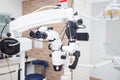 Image of a professional dental endodontic binocular microscope with a camera in the treatment room Royalty Free Stock Photo