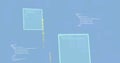 Image of programming language with binary codes and screens on blue background