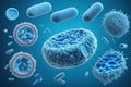 Bacterial Blueprint: Realistic Microscopic View of Blue Bacteria Royalty Free Stock Photo