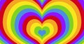Image of pulsating multiple rainbow hearts