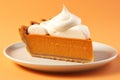 Pumpkin pie slice tasty dessert background