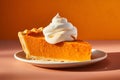 Pumpkin pie slice tasty dessert background