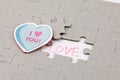 Image of Puzzle piece with i love you . Business, assemble Royalty Free Stock Photo