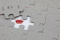 Image of Puzzle piece with Red lips. Business, assemble Royalty Free Stock Photo