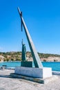 Image of Pythagoras in the harbour of Samos city Royalty Free Stock Photo