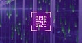 Image of qr code, binary coding and data processing over computer servers Royalty Free Stock Photo
