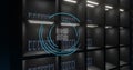 Image of qr code data processing over computer servers Royalty Free Stock Photo