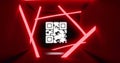 Image of qr code and glowing neon light trails Royalty Free Stock Photo