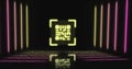 Image of qr code and glowing neon light trails Royalty Free Stock Photo