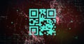 Image of qr code over graph and data processing on black background Royalty Free Stock Photo