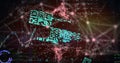 Image of qr code over graph and data processing on black background Royalty Free Stock Photo