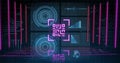 Image of qr code over scope scanning and data processing Royalty Free Stock Photo
