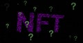Image of question marks over nft on black background Royalty Free Stock Photo