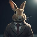 Image of a rabbit businessman wearing a suit on clean background. Wildlife Animals. Illustration, generative AI