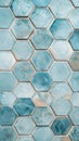 This image radiates elegance with its geometric tiles set against a crisp, light blue background. The refreshing hue and