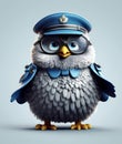 bird policeman, on a white background, in a police uniform generated by AI, generative assistant.