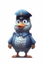 bird policeman, on a white background, in a police uniform generated by AI, generative assistant.