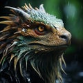 Image of realistic green wooden dragon head. Symbol of 2024 Chinese New Year. Royalty Free Stock Photo