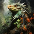 Image of realistic green wooden dragon head. Symbol of 2024 Chinese New Year. Royalty Free Stock Photo