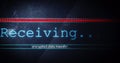 Image of receiving text flickering digital interface on screen