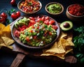 some preparations and recipes of delicious tex mex style food.