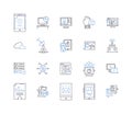Image recognition line icons collection. Detection, Analysis, Recognition, Processing, Identification, Vision, Pattern Royalty Free Stock Photo
