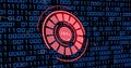 Image of red circle with numbers over binary code Royalty Free Stock Photo