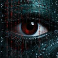 an image of a red eye with binary code on it Royalty Free Stock Photo