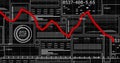 Image of red graph over interfaces with data processing against black background Royalty Free Stock Photo