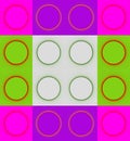 PATTERN OF CIRCLES IN SQUARES IN PINK, GREEN, PURPLE AND WHITE Royalty Free Stock Photo