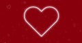 Image of red hearts icons floating and neon heart on redbackground Royalty Free Stock Photo