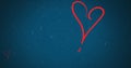 Image of red hearts moving on blue background Royalty Free Stock Photo