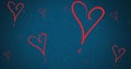 Image of red hearts moving on blue background Royalty Free Stock Photo