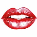 image of Red lips stroke on white background generative AI Royalty Free Stock Photo